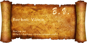 Berkes Vince névjegykártya